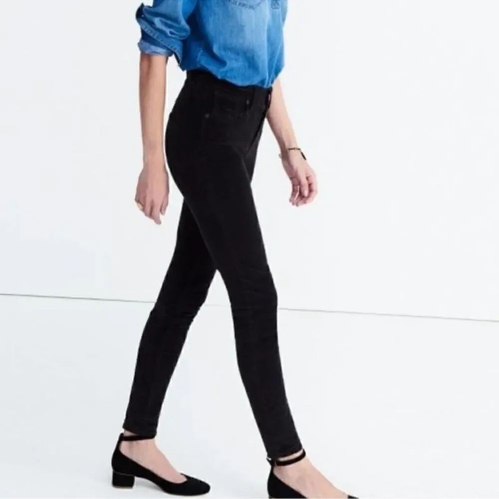 Madewell Black Velvet 9" High Riser Skinny Skinny Jeans 27